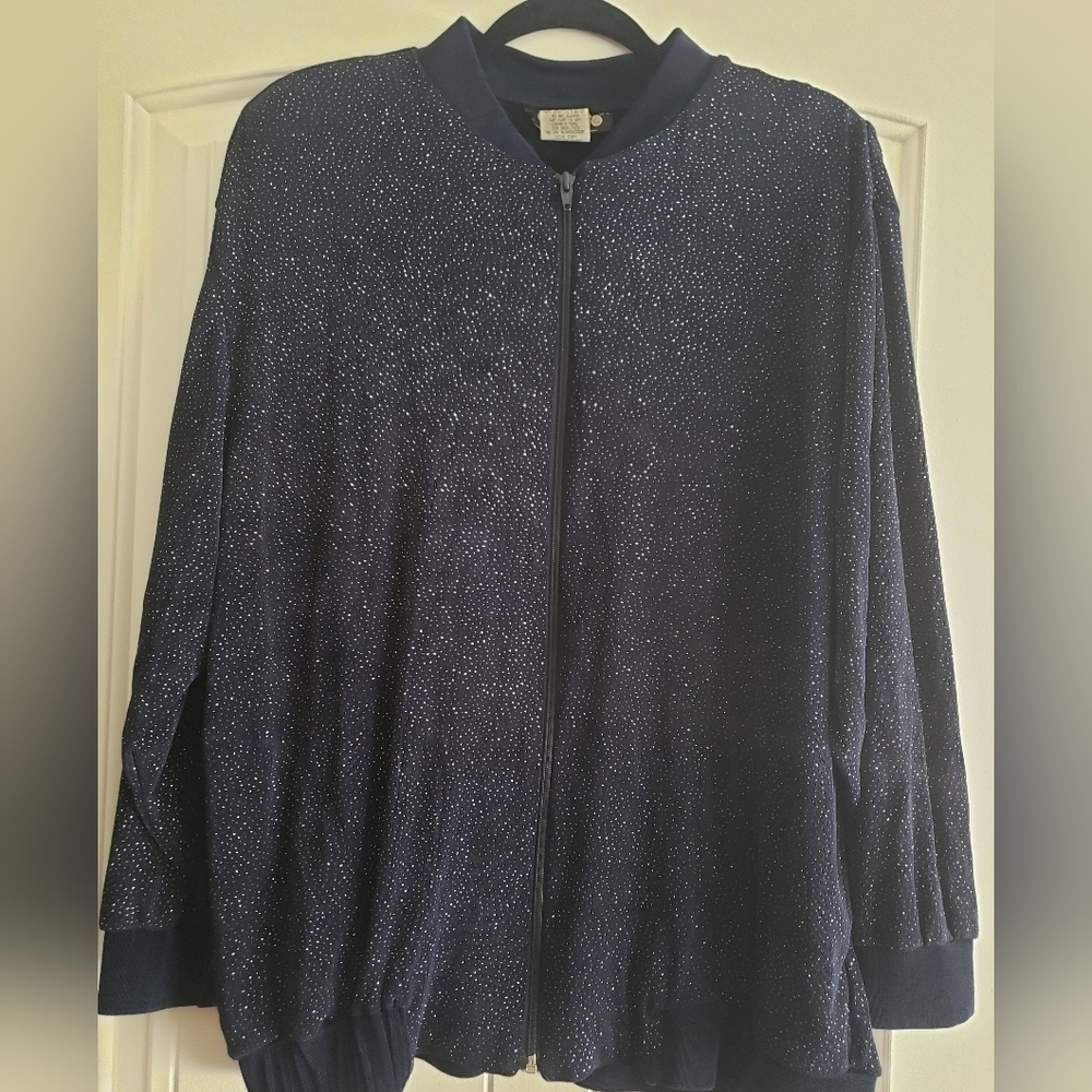 Vintage Jacket, Large  Gepetto Navy Sparkly Zipper